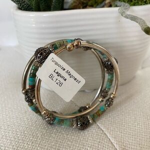 Turquoise and Silver Beaded Bracelets